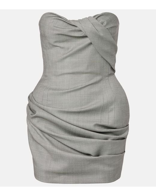 Magda Butrym Gray Draped Wool Corset Dress