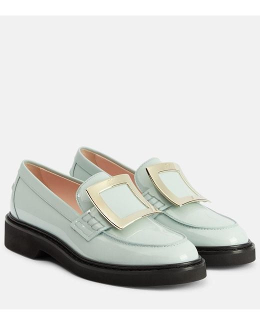 Roger Vivier White Viv' Rangers Patent Leather Loafers