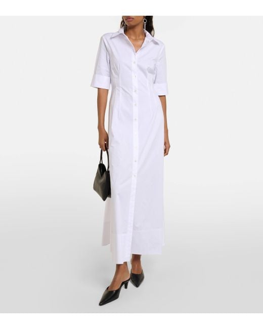Staud White Joan Cotton Poplin Shirt Dress