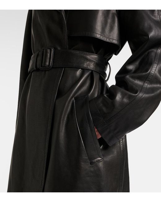 The Row Black Siempra Leather Coat