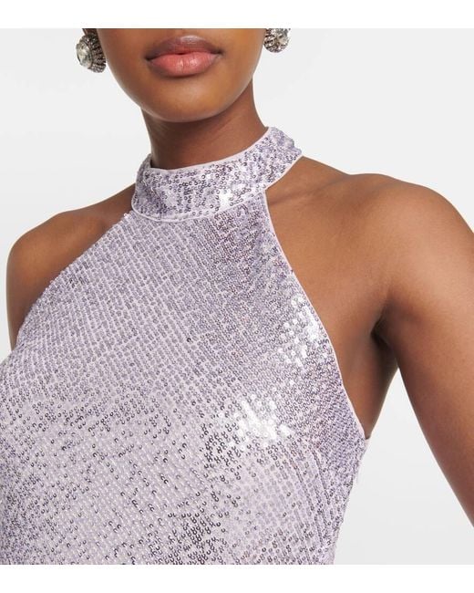 Vestido Largo Zuri Con Cuello Halter Rixo de color White