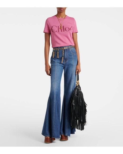 Chloé Black Foulard Fringed Leather Shoulder Bag