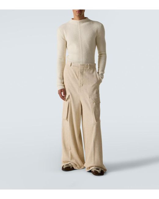 Rick Owens Natural Firebanks Cotton And Linen Cargo Pants for men