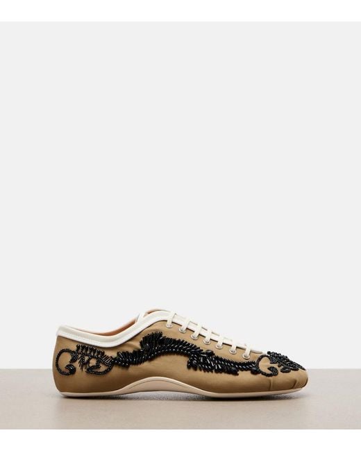 Dries Van Noten Brown Embellished Canvas Sneakers