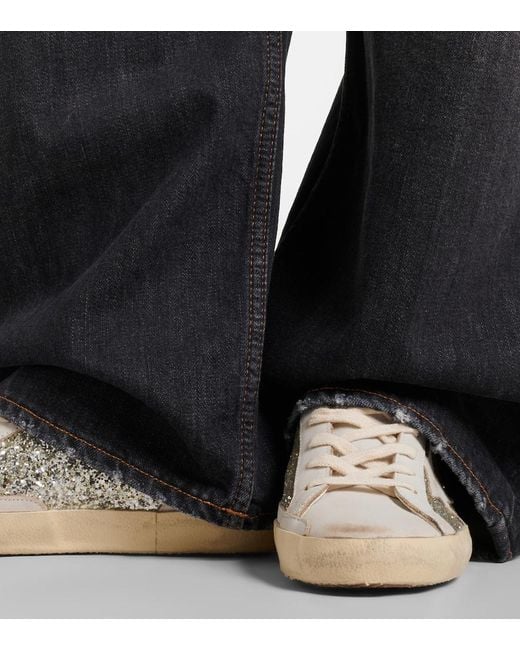 Golden Goose Deluxe Brand White Super Star Glitter Leather Sneakers