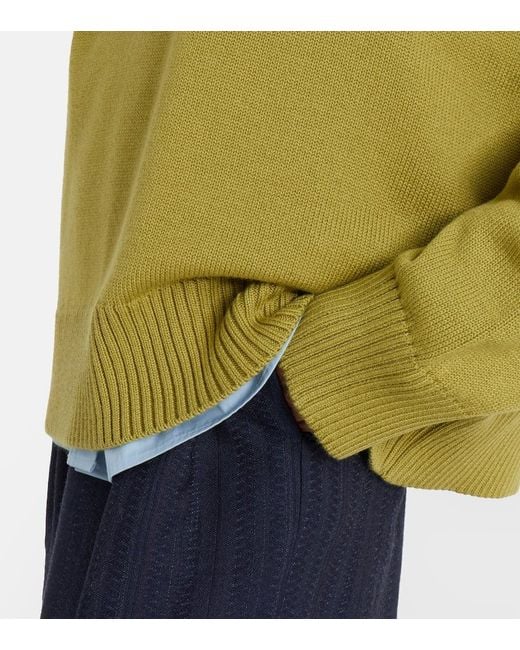 AMI Green Ami De Cour Wool And Cotton Sweater