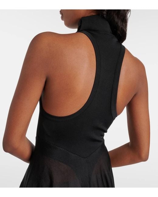 Alaïa Black Jersey And Mesh Minidress