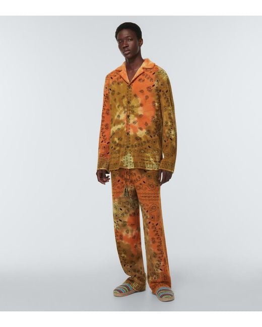 Alanui Orange Bandana Piquet Jacquard Cotton Pants for men