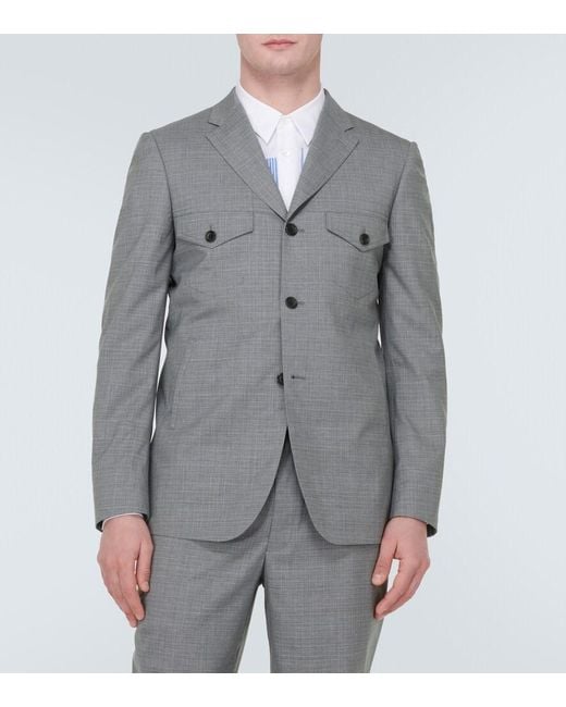 Comme des Garçons Gray Checked Wool Blazer for men