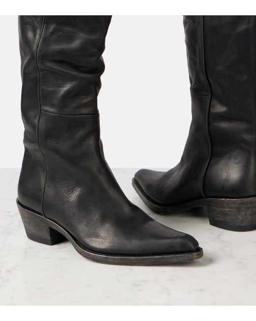 Khaite Black Clive Leather Mid-Calf Boots