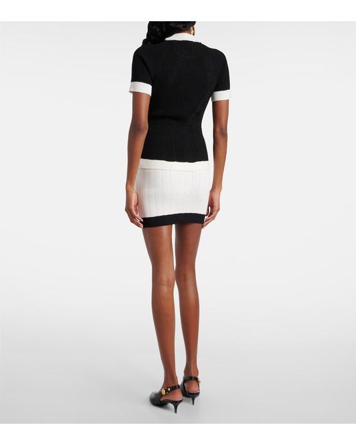 Balmain Black Ribbed-Knit Top