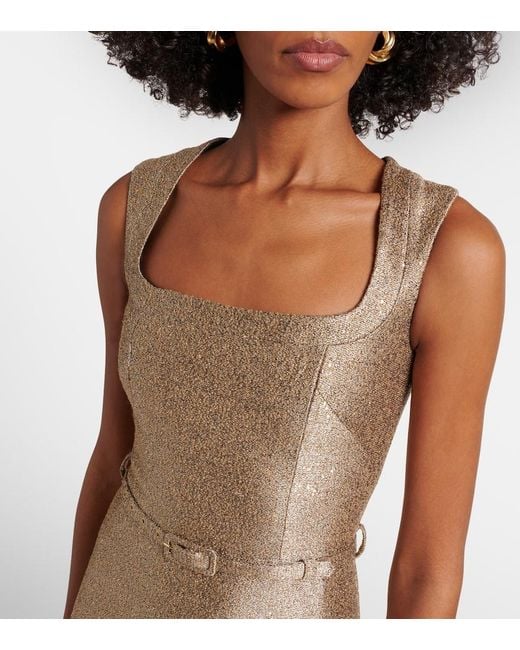 Emilia Wickstead Brown Ciro Sequined Tweed Cocktail Dress