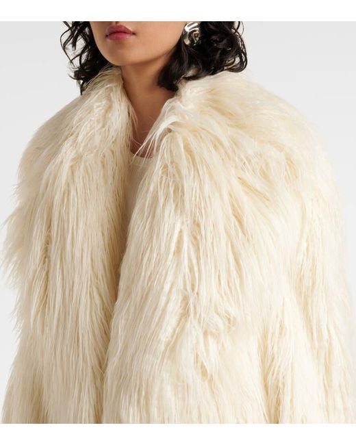 Frankie Shop White Liza Faux Fur Coat