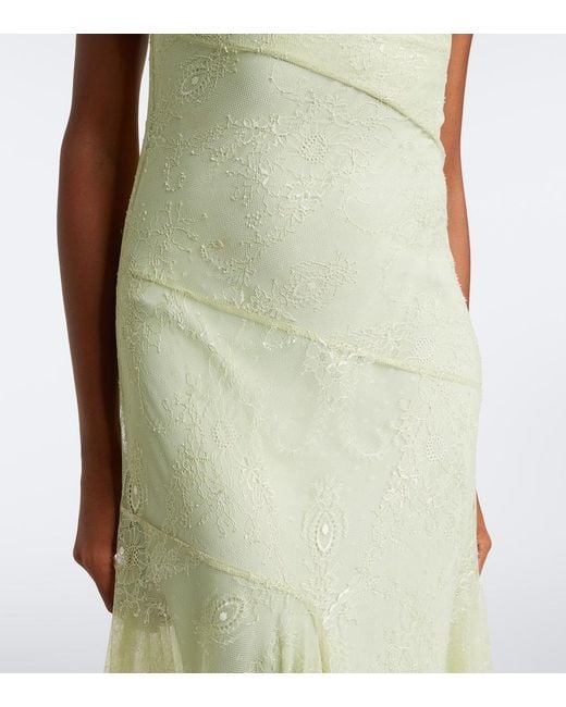 De La Vali Green Calima Lace Maxi Dress