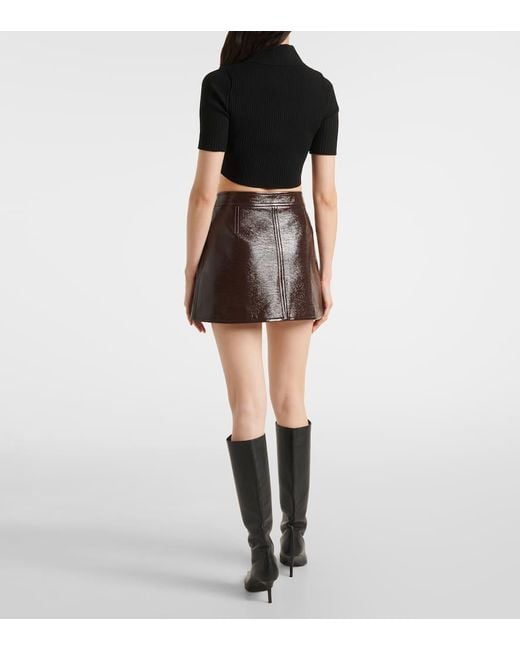Courreges Black Ribbed-Knit Cropped Polo Shirt