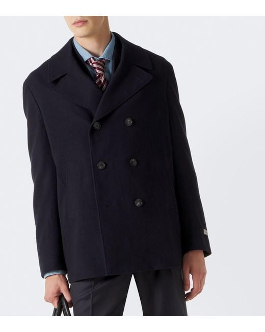 Canali Blue Wool Peacoat for men