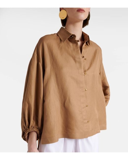 Max Mara Brown Rodeo Oversized Linen And Silk Shirt