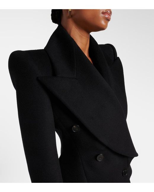 Alexander McQueen Black Double-Breasted Wool And Cashmere Blazer