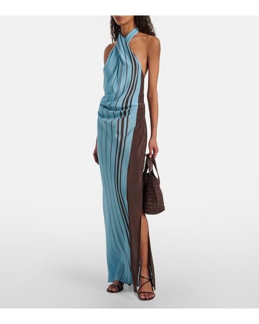 Sir Blue Rioja Striped Silk Crepe Maxi Dress
