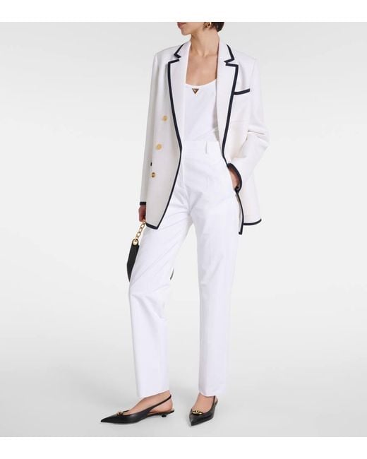 Valentino White Schmale Low-Rise-Hose aus Baumwolle