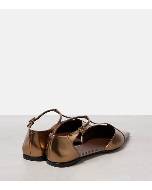 Max Mara Brown Ballerinas Aus-Leder
