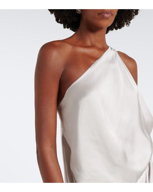 Vivienne Westwood White Glossa Draped One-Shoulder Satin Maxi Dress
