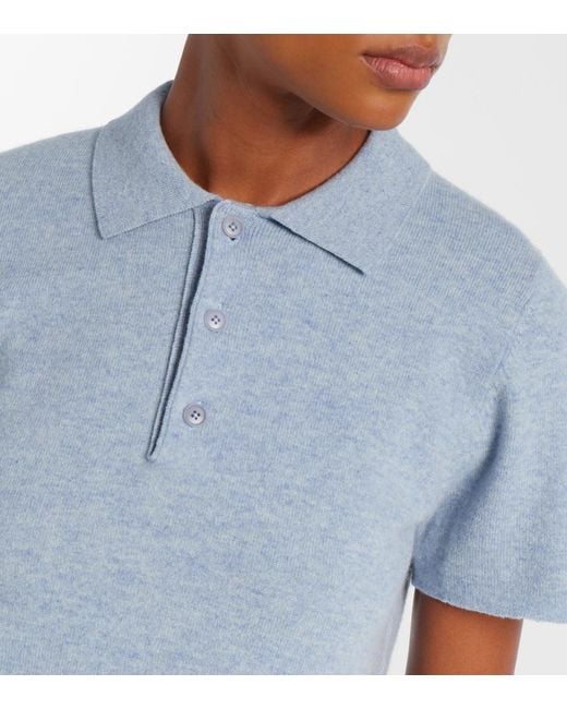 Extreme Cashmere Blue N°198 Salamander Cashmere-Blend Polo Shirt