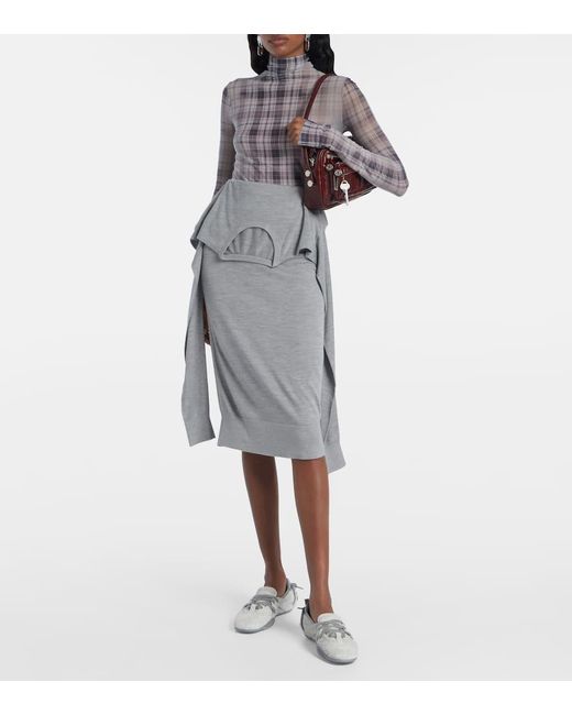 Jupe Midi En Soie Acne en coloris Gray