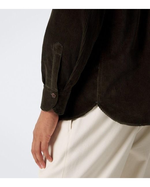 Rubinacci Black Cotton Corduroy Overshirt for men