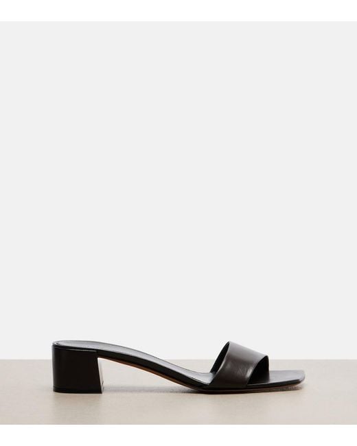 The Row Gray Chocolate Leather Mules