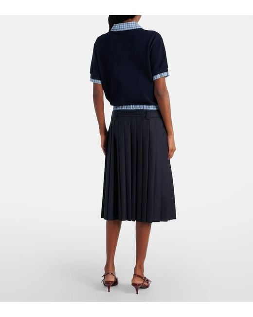 Jupe Midi En Laine Miu Miu en coloris Blue