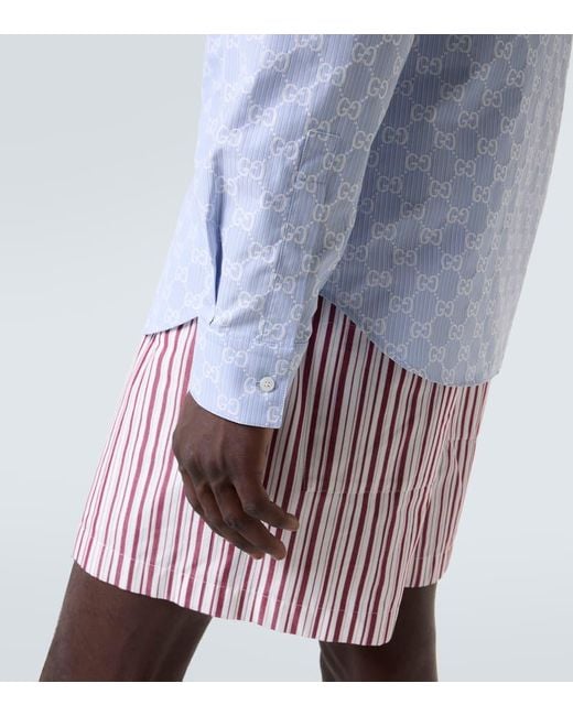 Gucci Hemd Gg Aus Baumwolle Und Seide in Blue für Herren