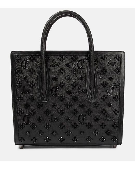 Christian Louboutin Black Verzierte Tote Bag Paloma Medium Aus Leder
