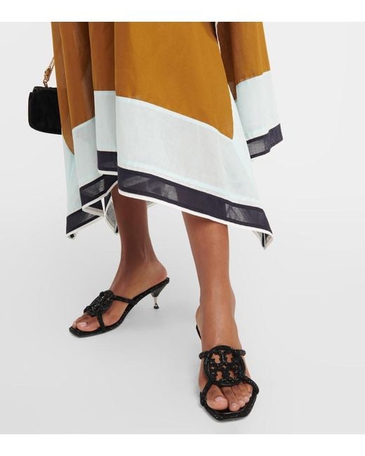 Tory Burch Black Geo Bombe Miller Suede Sandals