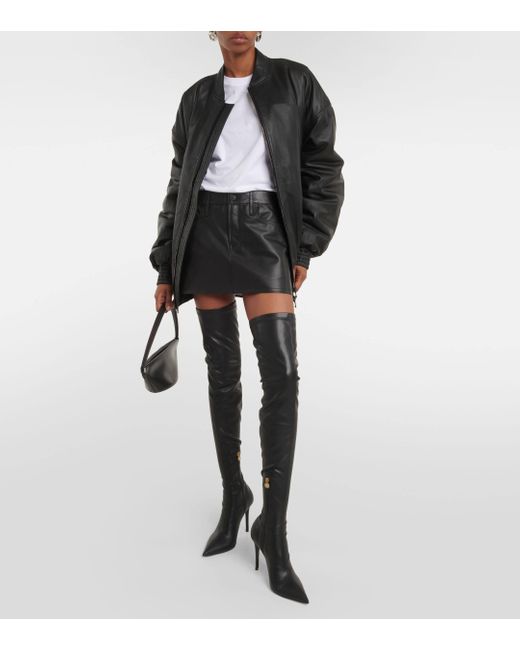 Mini-jupe Micro en cuir Wardrobe NYC en coloris Black