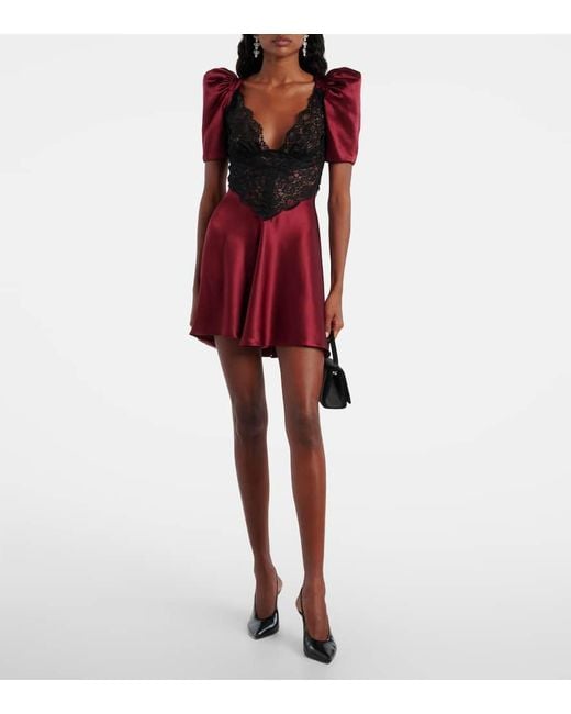 Rodarte Red Cocktailkleid Aus Seide Mit Spitze