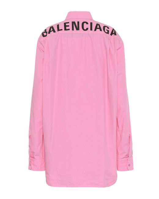 Balenciaga Pink Logo Cotton-poplin Shirt