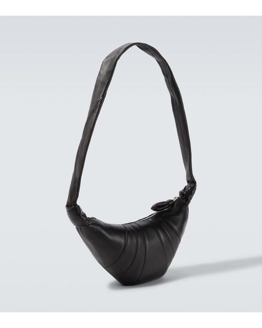 Lemaire Black Croissant Small Leather Shoulder Bag for men