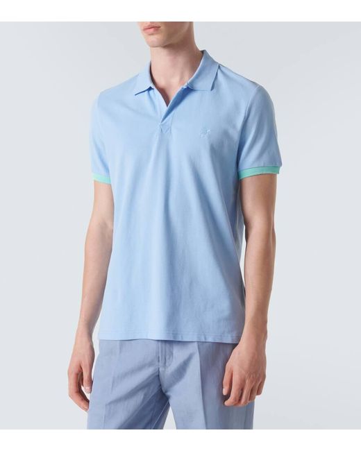 Vilebrequin Blue Palatin Cotton Pique Polo Shirt for men