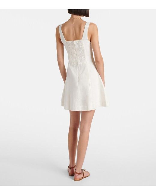 Faithfull The Brand White Felice Linen Minidress