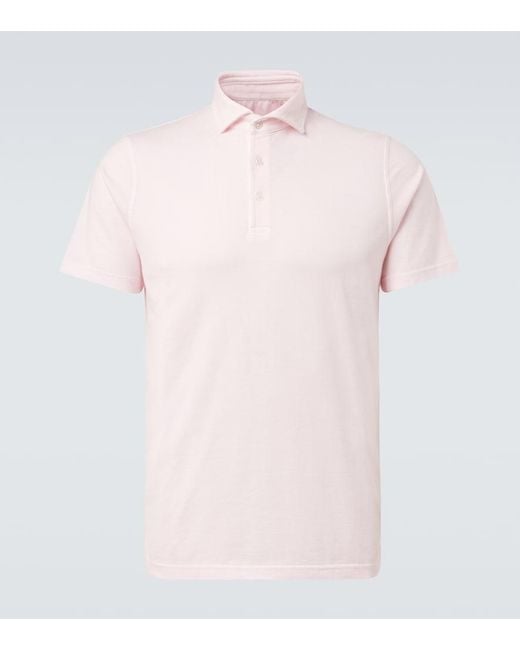 Fedeli Pink Cotton Jersey Polo Shirt for men