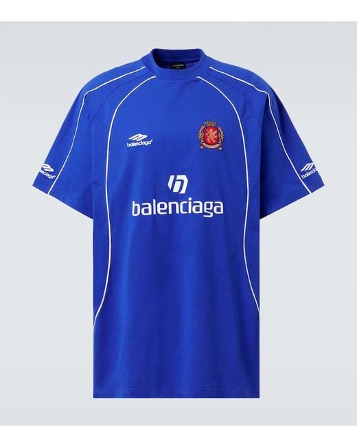 Balenciaga Blue Cotton Lion Club T-Shirt for men