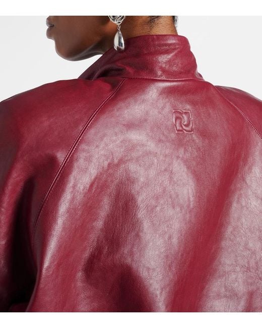 Magda Butrym Red Cropped Leather Jacket