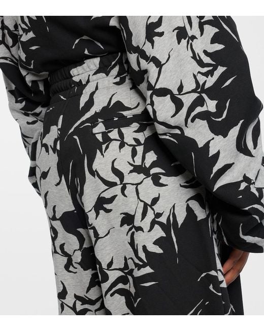 Dries Van Noten Black Floral Pleated Cotton Jersey Sweatpants