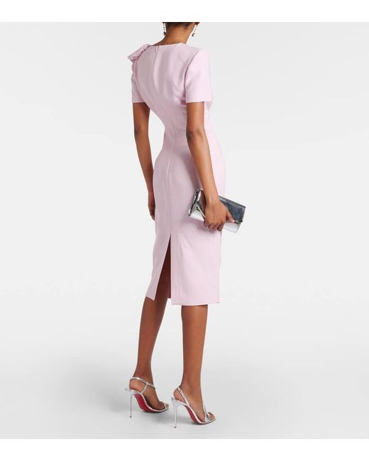Roland Mouret Pink Padded-shoulder Wool And Silk-blend Midi Dress