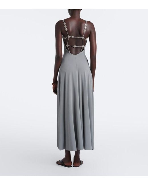 Eres Gray Sculpturale Embellished Jersey Maxi Dress