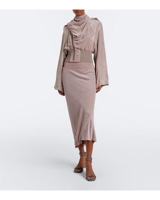 Rick Owens Brown Velvet Midi Skirt