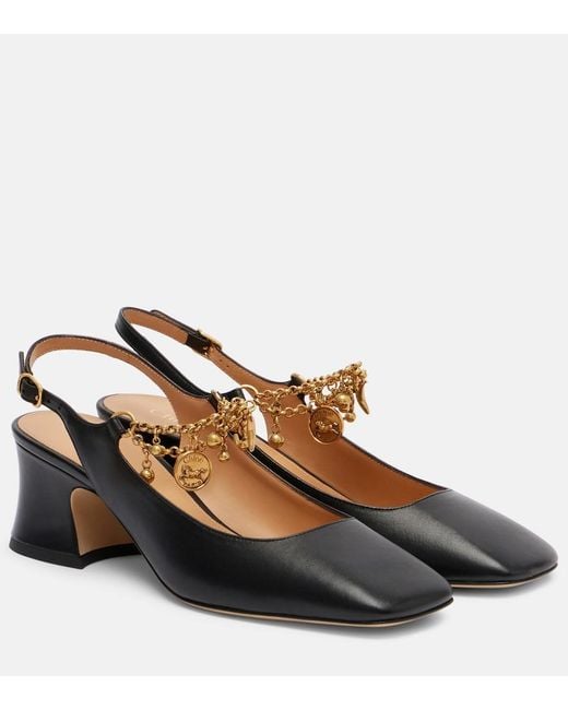Chloé Brown Charms 55 Leather Slingback Pumps
