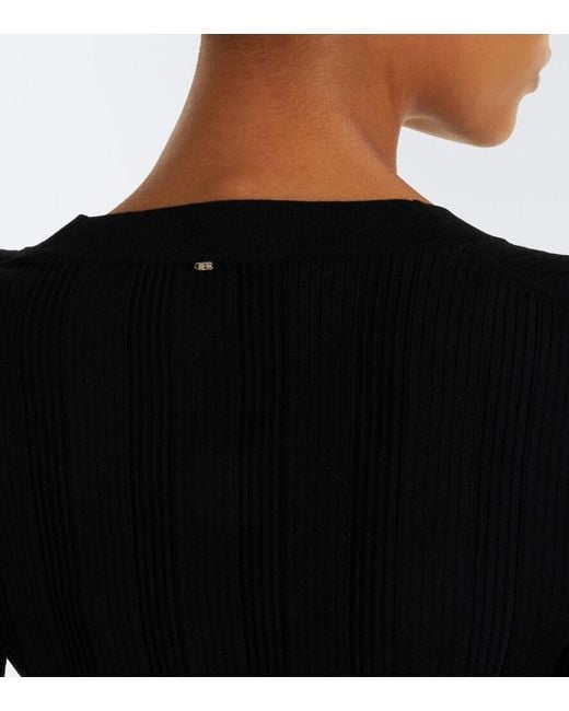 Sportmax Black Ribbed-Knit Cardigan