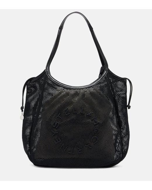 Stella McCartney Black Tote Bag Aus Mesh Und Canvas